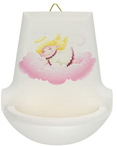 MaMeMi Caldera de madera blanca con diseño de ángel de la guarda, arce