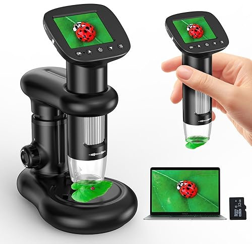 Microscope IMICHI Mikroskop für Kinder mit LCD Bildschirm 1000X große Vergrößerung klares Bild, einzigartiges Insektenfach Kinder, Digitalmikroskop tragbar
