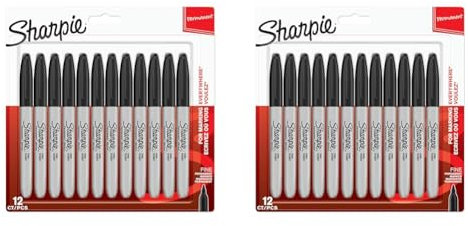 Sharpie Permanent Markers | Fine Point | Black | 12 Count (Pack of 2)