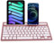 Wireless Bluetooth Keyboard with Tablet/Phone Holder, Ultra-Slim Portable Rechargeable Silent QWERTY Keyboard, 78 Keys, Support Switching Between 2 Devices for Laptop Tablets Smartphones(Rose Gold）
