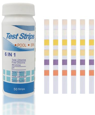 50 Stück PH Teststreifen,Pool Tester PH und Chlor Wert,Wassertester Aquarium Test Messen Wasserhärte,Wassertest,Streifen Poolwasser Wasserteststreifen,Messstreifen,für Pooltester Testen Cyanursäure