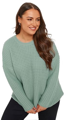 Yours Curve Waffle Knit Jumper - Women's - Plus Size Curve Blue