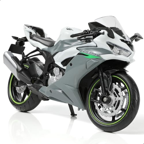 Risopen Juguete Modelo de Motocicleta 1:12 comaptible para Kawasaki Ninja ZX-6R Metal Fundido a presión con Modelo de Motocicleta de plástico No Requiere ensamblaje Mini Moto para Adultos (Gris)