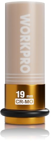 WORKPRO 1/2 Drive Impact Lug Nut Socket, 19 mm Protective Wheel Nut Socket, Cr-Mo Steel Non-Marring Lug Nut Wheel Sockets for Car Repair