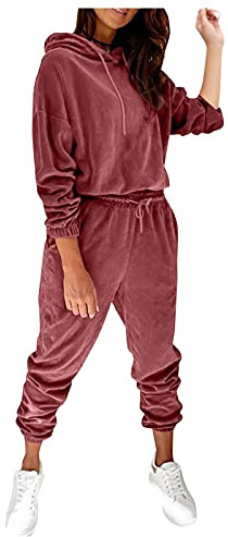 Generisch Jogging Suit Women's Set Velour Sports Suit Leisure Suit 2-Piece Fleece Long Sleeve Hoodie and Long Sports Trousers Tracksuit Sport Leisure Jogging Suit Comfortable Leisure Suit Trouser Suit