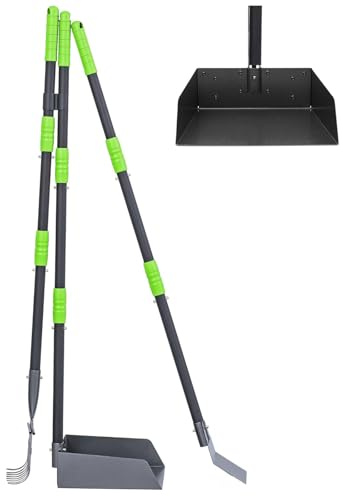 Niubya Paletta Raccogli Feci per Cani con Manico Lungo, Raccoglitore Escrementi Cane in Metallo, Telescopico Paletta Raccogli Cacca Cane Set per Esterno Interno Giardino Ghiaia Erba