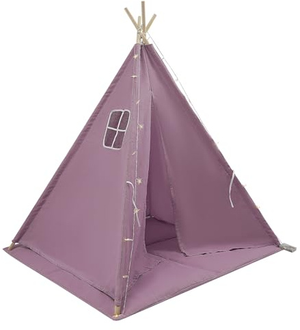 Tipi Tienda de campaña para niños 120x120x140cm Tippi Tienda de campaña infantil interior Tienda de juegos plegable Tienda interior para niños Habitación infantil con alfombrilla y cadena de luces