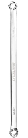 QUARKZMAN dubbel ringnyckel 8 x 10 mm metrisk 12-punkt 0 graders förskjutning extra lång dubbel spärrnyckel CR-V polerad långa skiftnyckelverktyg för reparation