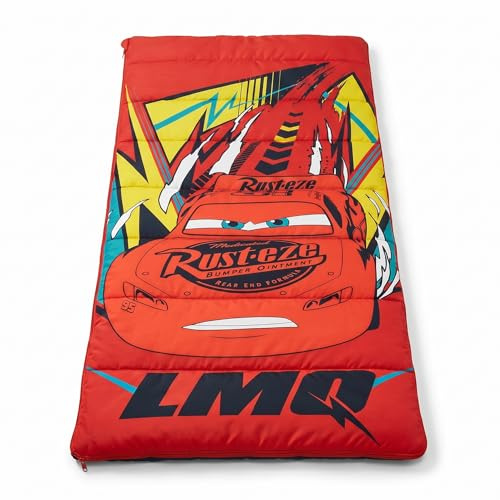 Disney Cars McQueen Sac de Couchage pour Enfants 70×140 cm | Léger et Chaud, en 100% Polyester avec Fermeture éclair | Idéal pour Les Sorties Scolaires, Les soirées Pyjama et Le Camping