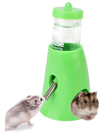 Hypeety Hamster Cage Drinking Water Bottle Parrot Mice Rat Gerbils Water Feeder Bowl 1Pcs 80ml (Green,80ml)
