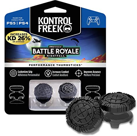 KontrolFreek FPS Freek Battle Royale Nightfall para PlayStation 4 (PS4) y PlayStation 5 (PS5) | Performance Thumbsticks | 2 Alturas elevadas, convexo | Negro.