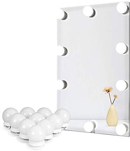 Vanity Lights for DIY Hollywood Mirror, Makeup Lights for Dressing Table, LED Strip Lights Kit with Touch Sensor Dimmer Switch and Power Adaptor, 10 Bulbs 4 Meters, Mirror Not Included