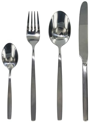 HOME DECO FACTORY - KA3771 Couverts en Inox 16 Pièces - Ensemble Élégant pour Service de Table Raffiné - Idéal Toutes Occasions - Argent - Taille Standard
