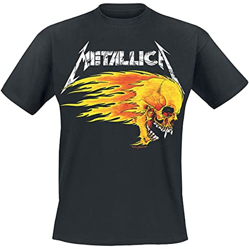 Metallica Flaming Skull Tour Tee Men T-Shirt Black XXL, 100% Cotton, Regular