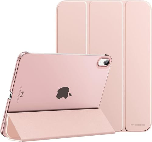 MoKo Custodia Protettiva Rigida per Tablet, Compatibile con iPad 10 Generazione 2022 iPad 10,9, Copertura in Due Scanalature con Chiusura Magnetica, Auto Spegnimento e Accesione, Oro Rosa