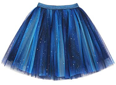 Kinder Mädchen Tuturock Sternenhimmel Blue Tüllrock Prinzessinrock Minirock Tütü Rock - Dunkelblau Herstellergr. 150
