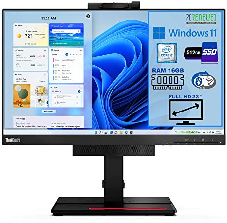 Pcrenewed PC fijo todo en uno 22″ ordenador de sobremesa Intel Core i7-6700 3.4Ghz | 16 GB RAM | 512GB SSD | Monitor 22 FullHD WebCam Audio Windows 11 Pro WIFI BTH y red (sólo PC)