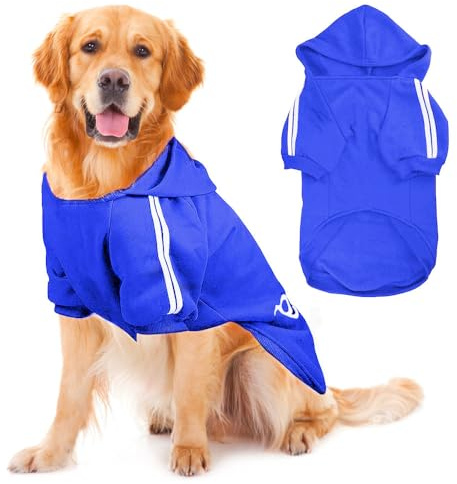 Voarge Abrigo con Capucha para Perros, Ropa de Invierno, Perro Grande, diseño de Botones, Sudadera con Capucha para Perros Grandes, Abrigo para Perros (Azul, 4XL)