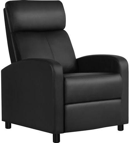 Yaheetech Relaxsessel Wohnzimmer Loungesessel mit Verstellbarer Rückenlehne Sessel Schlafzimmer Fernsehsessel mit Fußstütze Liegesessel Kunstleder/Schwarz
