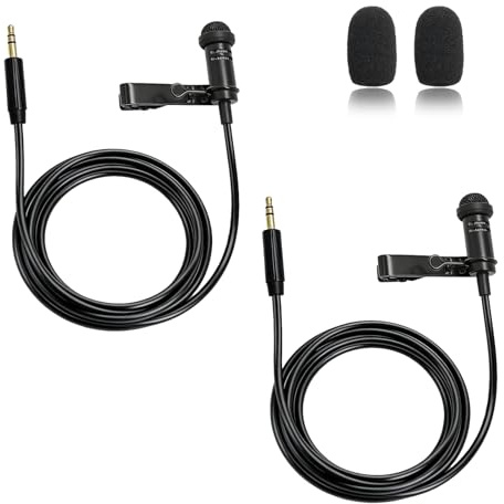 SPTSSWET 2 Pack Lavalier Microphone for DJI Mic 2 Transmitters, for Rode Wireless GO II 2 /Wireless Pro, Omnidirectional Condenser Wired Clip On Lav Mic for YouTube Live Streaming, 3.5mm TRS