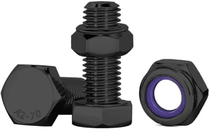 Drenky Boulons à Six Pans M8 Avec écrous Noir, Vis à Métaux en Acier Inoxydable A2 V2A M8 X 16mm 10Pcs Pour Meubles, Vélos, Bateaux, Impression 3D