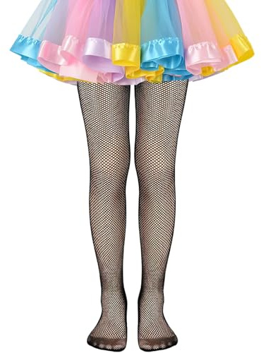 Collant Resille Noir Enfant Fille Collant Noir Fille Collant Résille Enfant Bas Resille Collant Enfant Fille 7-12 Ans Représentation sur Scène, Fête à Thème, Cosplay
