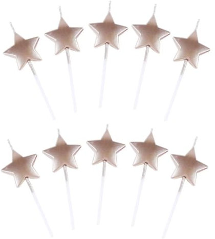 JJiaoLinin Vela de Cumpleaños en Forma de Estrella,10 piezas Bonitas Velas de Cumpleaños en forma de Estrella para Decoración de Tartas de Fiesta, Boda, Suministros, Champán