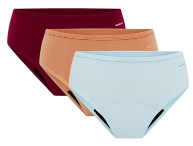 Modibodi Period Pants - Basic Mid-rise Brief - 3 Pack Multicolor Women's Underwear - Moderate Flow 30ML 10/S
