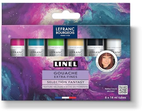Lefranc Bourgeois 302055 Linel extra fin gouachefärg – Set Fantasy – 6 tuber à 14 ml – högpigmenterad, vattenlöslig, strålande färger