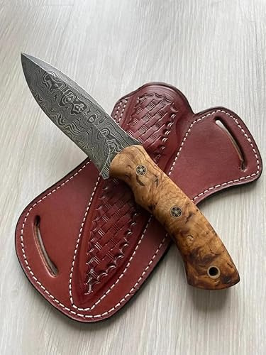 Hunting knife pocket knife Pakkawood 150 layers Damascus steel blade handmade