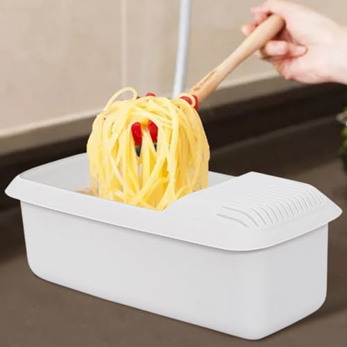 Olla de pasta para microondas, olla de espaguetis Express para microondas, olla de fideos espaguetis con colador, resistente al calor, grado alimenticio, para dormitorio, cocina