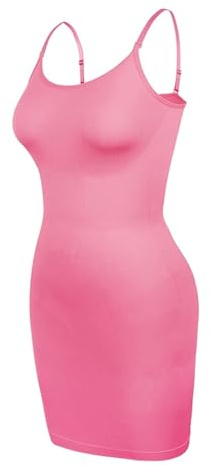 ISCBAFYX Damkroppsklänning Shapewear Dress Slip för magkontroll Justerbar Full Slip Seamless Body Dresses Women