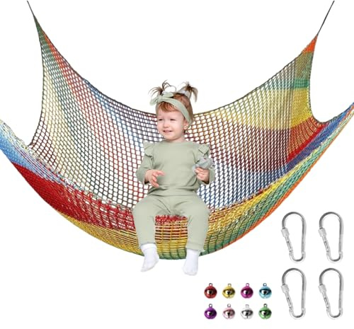 Nexusectar Filet d'escalade Cargo – Aire De Jeux pour 300 X 300 Cm, Filet De Sécurité Double Couche, Corde Multicolore | Équipement d'escalade De Parc Intérieur Et Extérieur pour, Décor De Jeu D'