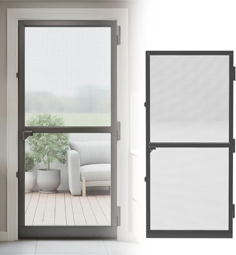 UISEBRT Zanzariera per porta con telaio in alluminio in fibra di vetro, zanzariera per porta, zanzariera e zanzare, 95 x 210 cm, colore nero
