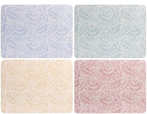 The Leonardo Collection Wm. Morris Assortments Wood Larkspur Placemats Set of 4 for Kitchen & Dining | Durable Table Mats for Everyday Use | Table Accessories Easy to Clean Place Mats