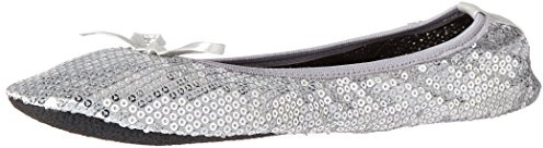 Shoes8teen Ballerines De Voyage Pliables avec Sac De Transport Assorti pour Femme 7-8 M US Argent Sequin SH18