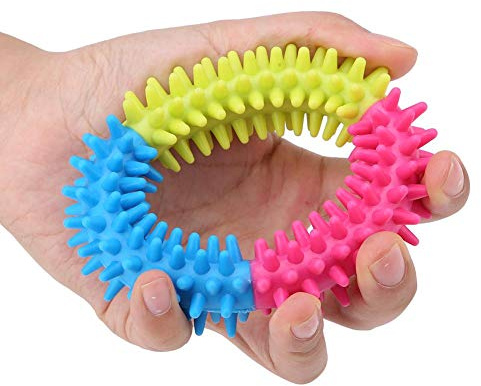 Juguete para Masticar para Perros, Anillo de Espinas Multicolor, Goma Duradera No Tóxica, Limpieza Dental