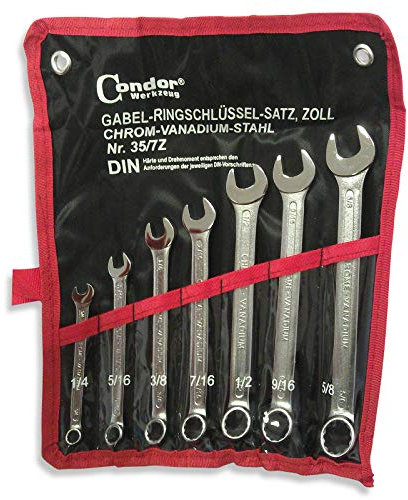 7-tlg. ZOLL Maul-Ringschlüssel Satz ZÖLLIG Ring Maulschlüssel Set Gabelschlüssel