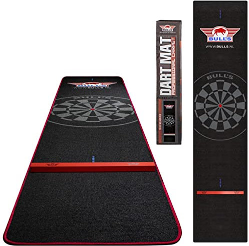Bull's Profi Teppich Darts Matte - Schwarz-Rot + Oche 300x65cm - 100% synthetisches Materia