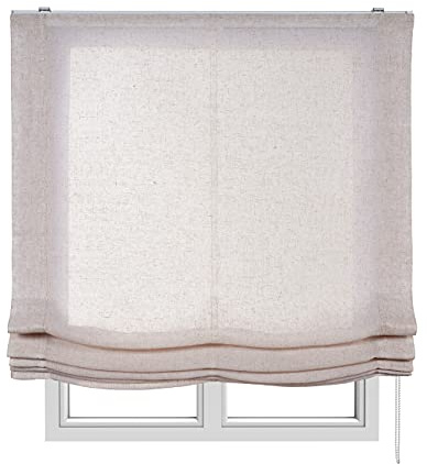 Estores Plegables Premium sin Varillas Estor Plegable Textil translucido en Interior Ventanas y Puertas Cortinas Paqueto con cadeneta STORESDECO Beige Premium 120 x 175 cm