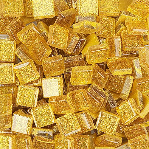 Piastrelle per mosaico in vetro, per fai da te, decorazione per la casa, 200 g, 1 x 1 cm (oro)