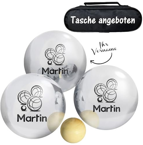 KDO MAGIC - Boule de pétanque personnalisée - Triplette 720g gravée - Pétanque Personnalisable - Lot de 3 Boules et 1 cochonnet - Idée Cadeau (Modèle Triplette)