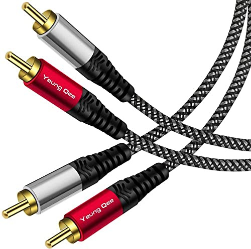 Yeung Qee RCA Cable 1.5 ft, 2RCA Male to 2RCA Male Audio Stereo Subwoofer Cable Nylon-Braided Auxiliary Audio Cord for Home Theater, HDTV, Amplifiers, Hi-Fi Systems,Speakers (1.5FT/0.5M)