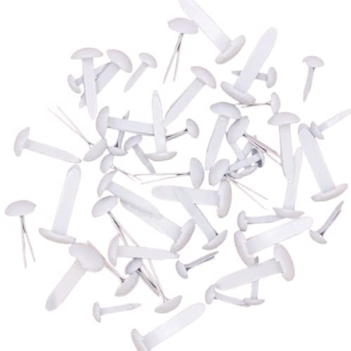 Craftelier - Set mit 50 Brads oder Buchbindern in verschiedenen Größen | Ideal zum Verschönern von Etiketten oder zum Dekorieren von Scrapbooking-Projekten | Farbe Weiß