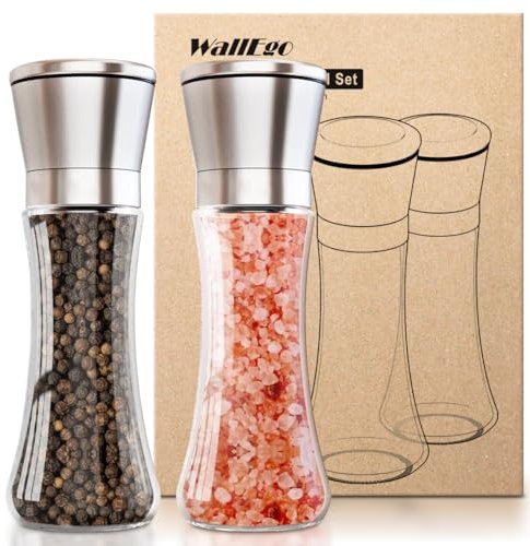 Macina Sale Pepe, Smerigliatrice Ceramica Finezza Regolabile. macinapepe manuale (Set di 2 pezzi)