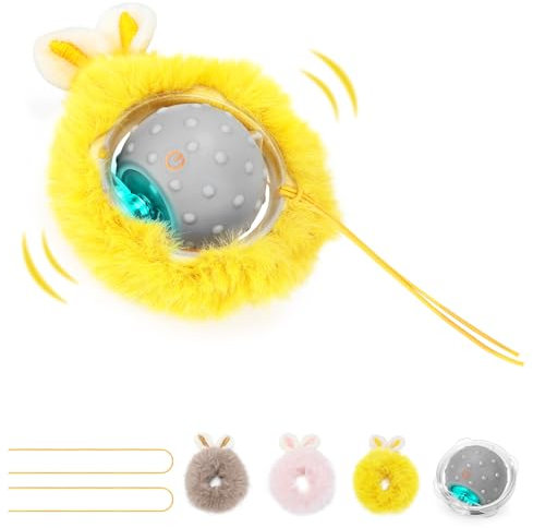 PETTOM Interaktives Katzenspielzeug Selbstbeschäftigung, Katzen Spielzeug Ball mit LED-Licht & 3 Modi & Vogelruf, Katzenspielzeug Elektrisch mit USB-C Aufladbar & Automatischer Neustartfunktion