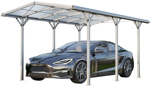GFP Carport 2,85x5,05m Abri de Voiture en Aluminium Abri de Voiture Individuel avec gouttière