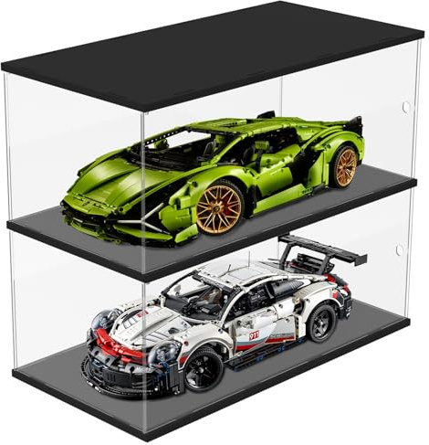 Joodyyoo 2 etageres Vitrine Acrylique pour Lego Voiture 42115 42083 42096 Modele de Voiture à l'échelle 1/8, Grande Vitrine pour Collection, Boite Transparente Rangement Anti-poussière