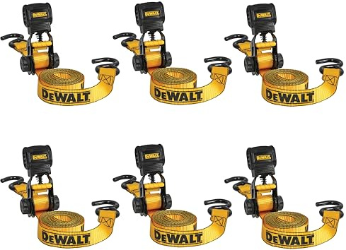 DEWALT 1Ă10'Ă1,500 lbs Light-Duty Ratchet Straps, 6 Pack