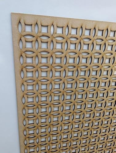 Wooden mesh laser cut in 3mm thick mdf decorative panel for radiator covers, partition walls and home made cabinets (various sizes) Filigree pattern(FL4).Made in the UK (Unprimed, 620mm x 300mm)